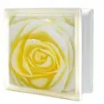 บล็อกแก้วโรส ลายกุหลาบ สีเหลือง